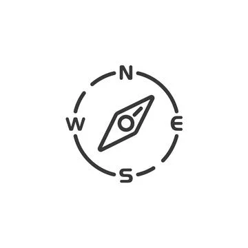 Compass thin line icon. North east direction. Isolated weather vector illustr Stock Illustration