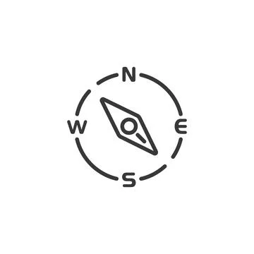 Compass thin line icon. South east direction. Isolated weather vector illustr Ilustração Stock