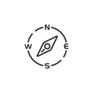 Compass thin line icon. South west direction. Isolated weather vector illustr Stock Illustration