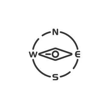 Compass thin line icon. West direction. Isolated weather vector illustration Stock Illustration