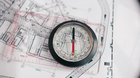 Compass through the magnifying glass Stock Footage 142606500