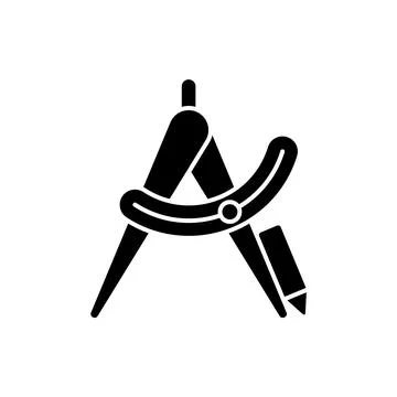 Compass tool black glyph icon Stock Illustration