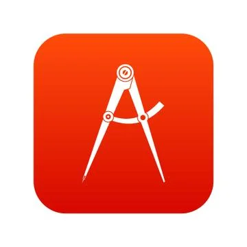 Compass tool icon digital red Stock Illustration