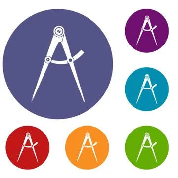 Compass tool icons set Stock Illustration