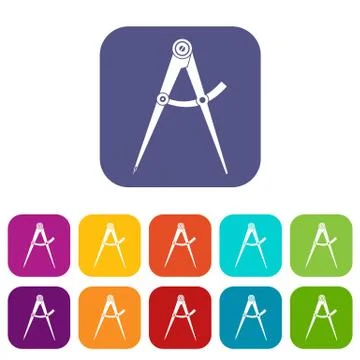 Compass tool icons set Stock Illustration