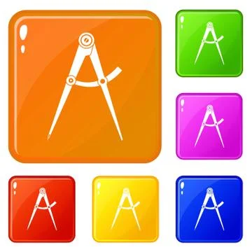 Compass tool icons set vector color Stock Illustration