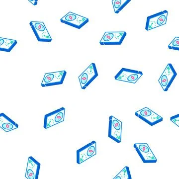 Compass tool isometric icon seamless pattern color Stock Illustration