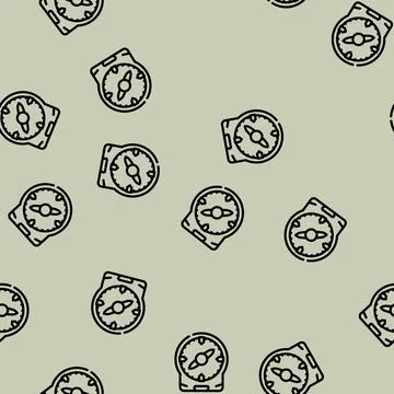 Compass tool line vector seamless pattern Stock Illustration