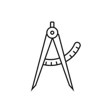 Compass tool outline icon. Architect drawing compass. Vector illustration. Stock Illustration