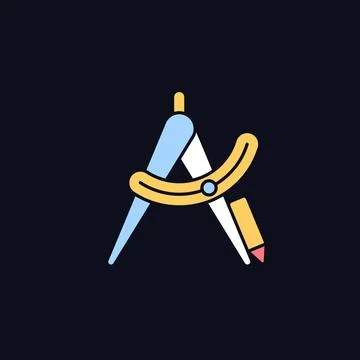 Compass tool RGB color icon for dark theme Stock Illustration