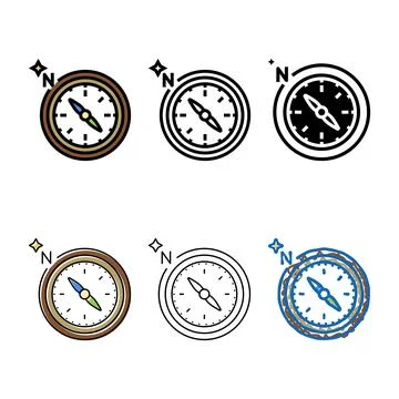 Compass tool styleset color icon vector Stock Illustration