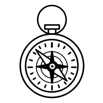 Compass vector icon. Hand drawn doodle on a white background. Hiking equipmen 스톡 일러스트