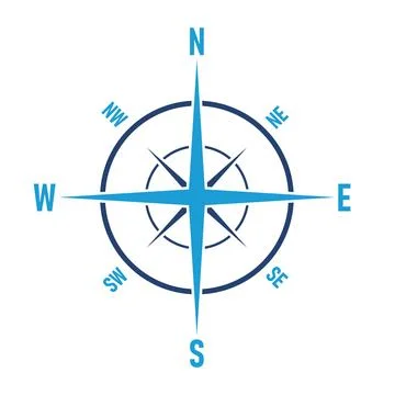 Compass, vintage compass icon, blue compass isolated on white background. Stock Illustration