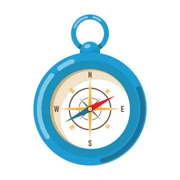 Compass, vintage compass icon, blue compass isolated on white background. Stock Illustration