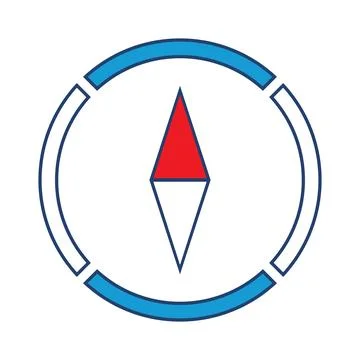 Compass, vintage compass icon, blue compass isolated on white background. Stock Illustration