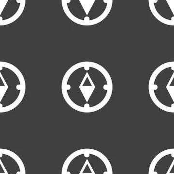 Compass web icon. flat design. Seamless gray pattern. Stock Illustration