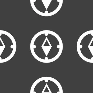 Compass web icon. flat design. Seamless gray pattern. イラスト素材