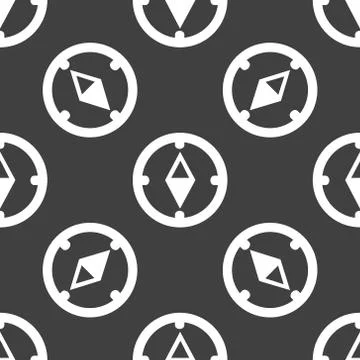 Compass web icon. flat design. Seamless gray pattern. 스톡 일러스트