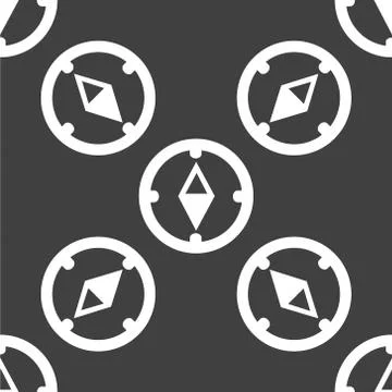 Compass web icon. flat design. Seamless gray pattern. 스톡 일러스트