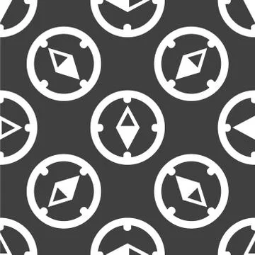 Compass web icon. flat design. Seamless gray pattern. 스톡 일러스트