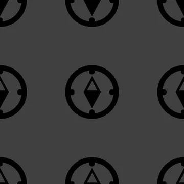 Compass web icon. flat design. Seamless gray pattern. 스톡 일러스트