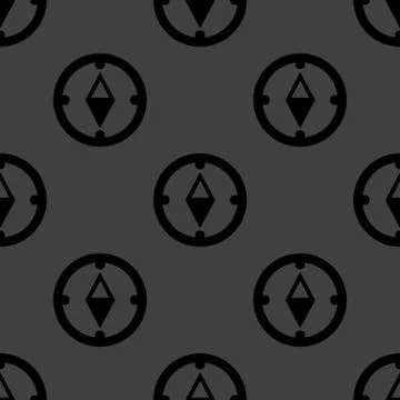 Compass web icon. flat design. Seamless gray pattern. 스톡 일러스트