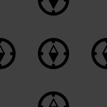 Compass web icon. flat design. Seamless gray pattern. 스톡 일러스트