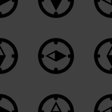 Compass web icon. flat design. Seamless gray pattern. 스톡 일러스트