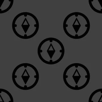 Compass web icon. flat design. Seamless gray pattern. Illustrazione stock