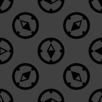 Compass web icon. flat design. Seamless gray pattern. Stock Illustration