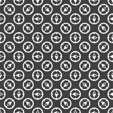 Compass web icon. flat design. Seamless gray pattern. Ilustración de archivo
