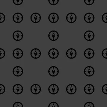 Compass web icon. flat design. Seamless gray pattern. Illustrazione stock