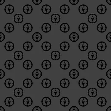 Compass web icon. flat design. Seamless gray pattern. Illustrazione stock