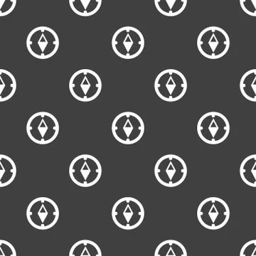 Compass web icon. flat design. Seamless gray pattern. Illustrazione stock