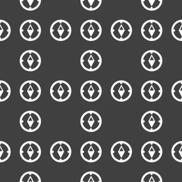Compass web icon. flat design. Seamless gray pattern. イラスト素材
