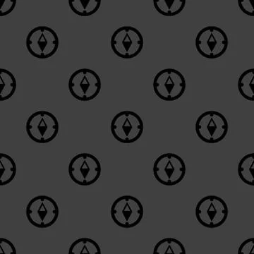 Compass web icon. flat design. Seamless gray pattern. Illustrazione stock
