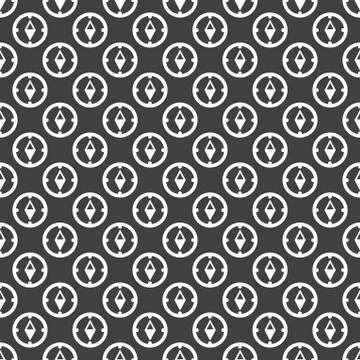 Compass web icon. flat design. Seamless gray pattern. Stock Illustration