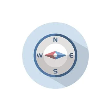 Compass west direction. Flat icon on a circle. Weather vector illustration イラスト素材