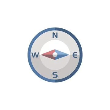 Compass west direction. Flat icon. Isolated weather vector illustration Stock Illustration