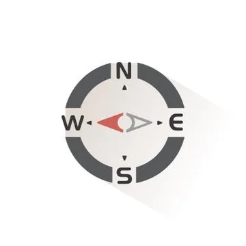 Compass. West direction. Isolated color icon. Weather vector illustration Stock Illustration
