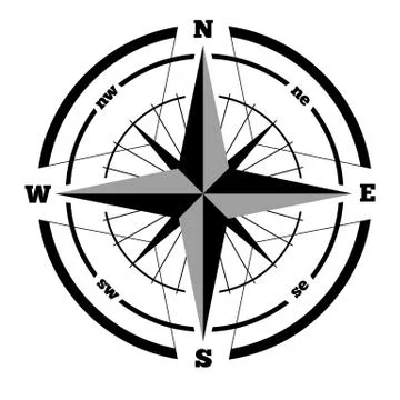 Compass wind rose hand drawn vector design element Stock Illustration