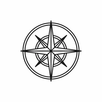 Compass wind rose icon, outline style Stock Illustration