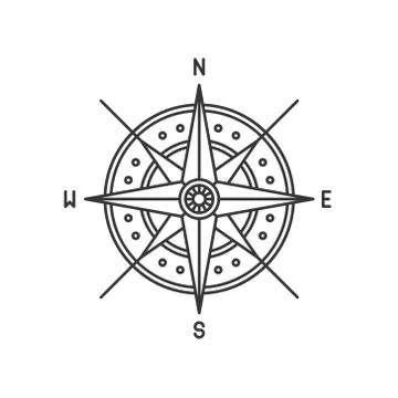 Compass Wind Rose Icon Sign on White Background. Vector Illustration