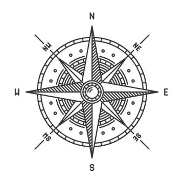 Compass Wind Rose Icon Sign on White Background. Vector 库存插图