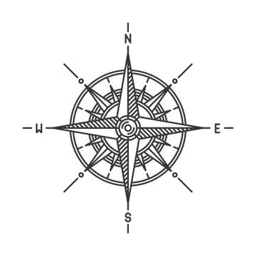 Compass Wind Rose Icon Sign on White Background. Vector Stock Illustration