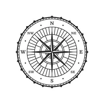 Compass, wind rose navigation, geography symbol Stock Illustration