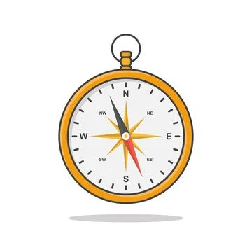 Compass With Wind Rose Vector Icon Illustration. Navigation Flat Icon Illustrazione stock