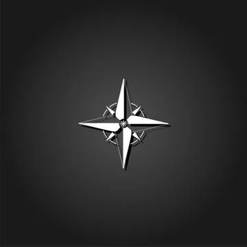 Compass, windrose icon flat Stock Illustration