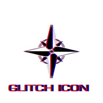 Compass, windrose icon flat Stock Illustration