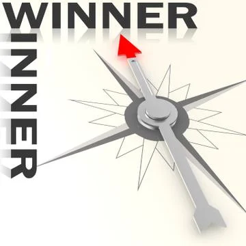Compass with winner word isolated Illustrazione stock